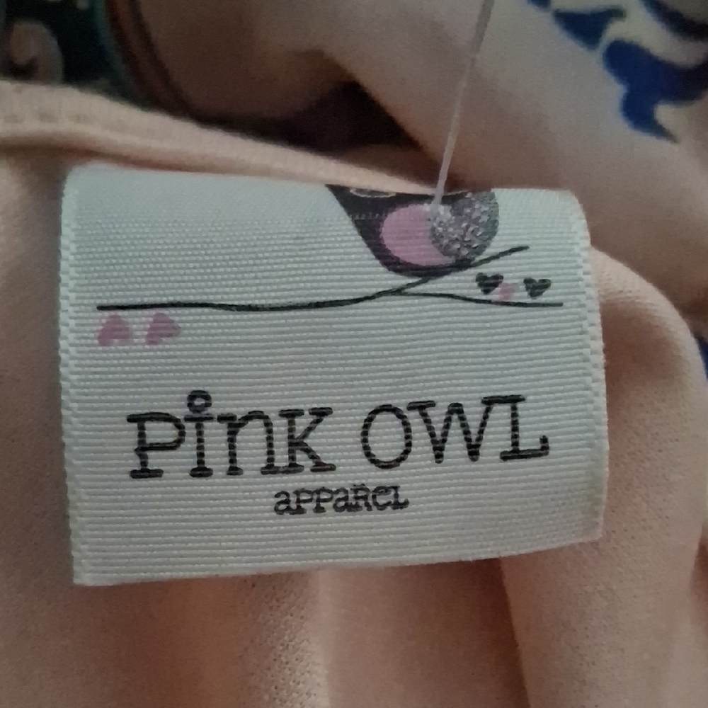 Pink Owl Boho Floral Tribal Bishop Sleeve Tunic Mini Dress S - Picture 2 of 6